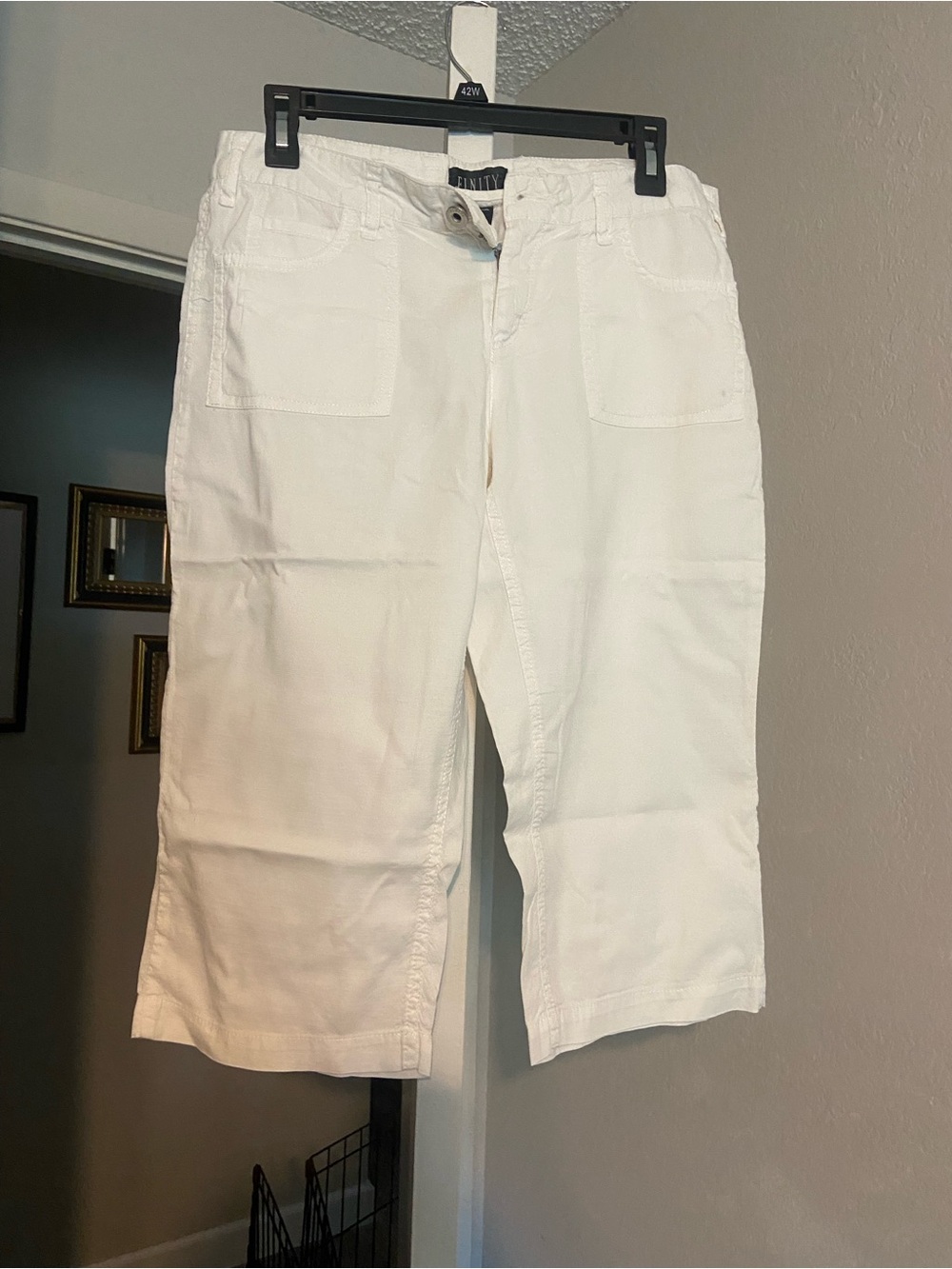 Finity White Linen-Cotton Casual Pants